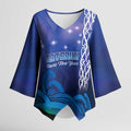Personalised Matariki New Zealand Kimono Sleeve Blouse Maori New Year Galaxy Koru Pattern - Aussie Hoodie