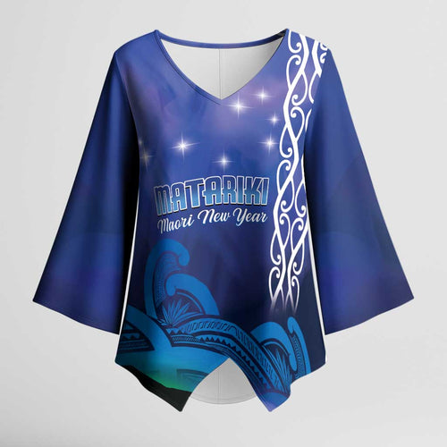 Personalised Matariki New Zealand Kimono Sleeve Blouse Maori New Year Galaxy Koru Pattern - Aussie Hoodie