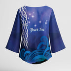 Personalised Matariki New Zealand Kimono Sleeve Blouse Maori New Year Galaxy Koru Pattern - Aussie Hoodie