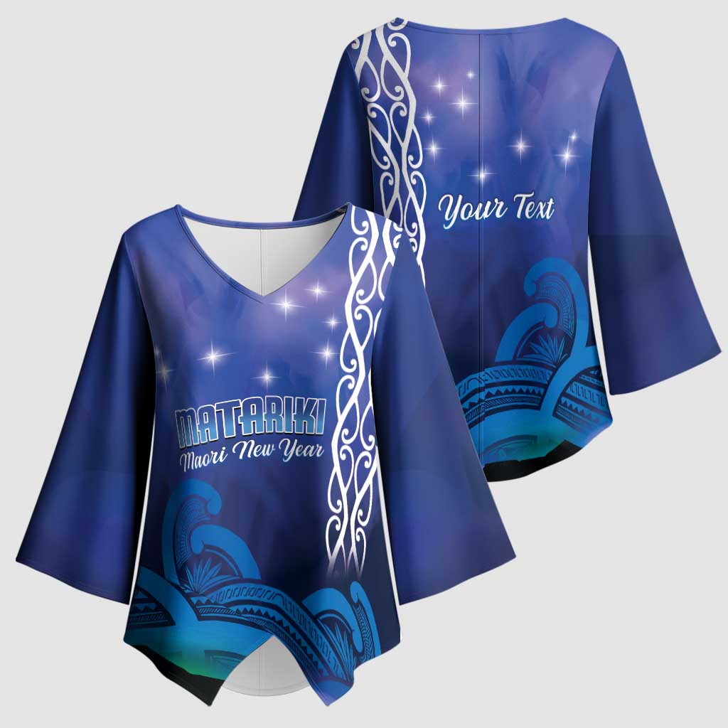Personalised Matariki New Zealand Kimono Sleeve Blouse Maori New Year Galaxy Koru Pattern - Aussie Hoodie