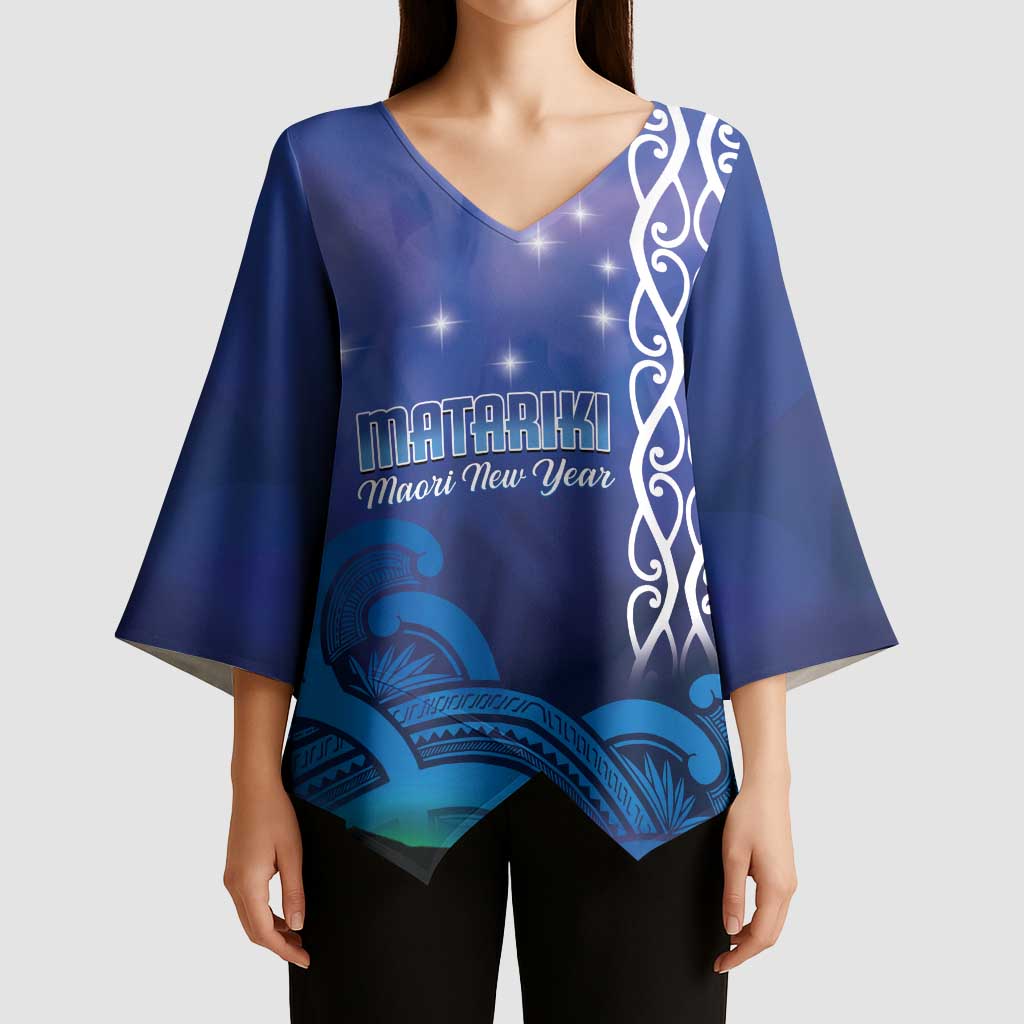 Personalised Matariki New Zealand Kimono Sleeve Blouse Maori New Year Galaxy Koru Pattern - Aussie Hoodie