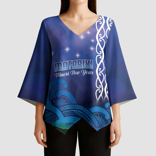 Personalised Matariki New Zealand Kimono Sleeve Blouse Maori New Year Galaxy Koru Pattern - Aussie Hoodie