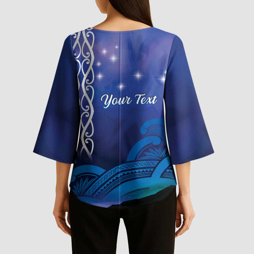 Personalised Matariki New Zealand Kimono Sleeve Blouse Maori New Year Galaxy Koru Pattern - Aussie Hoodie