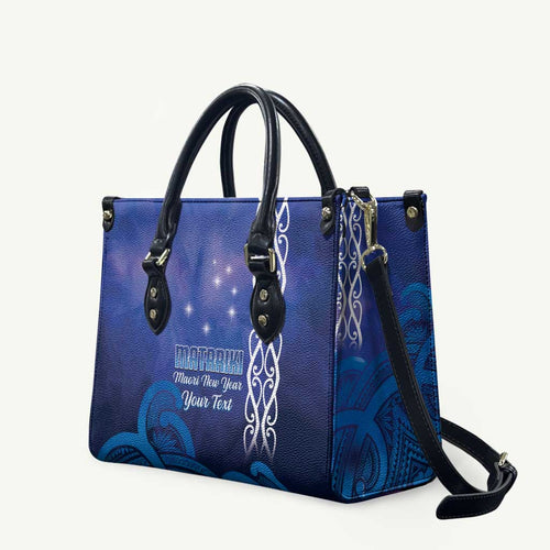 Personalised Matariki New Zealand Leather Bag Maori New Year Galaxy Koru Pattern - Aussie Hoodie