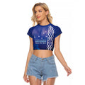 Personalised Matariki New Zealand Raglan Cropped T Shirt Maori New Year Galaxy Koru Pattern