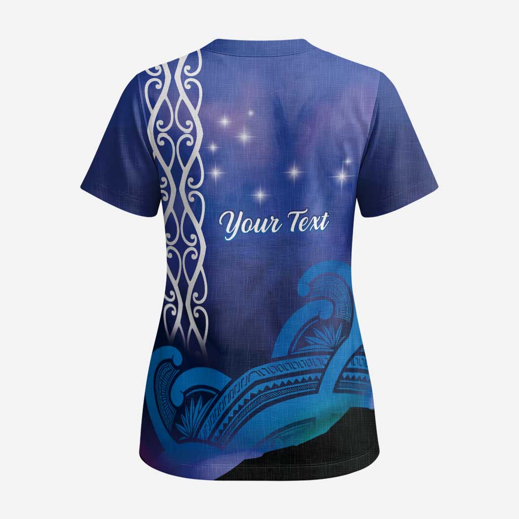 Personalised Matariki New Zealand Scrub Top Maori New Year Galaxy Koru Pattern - Aussie Hoodie