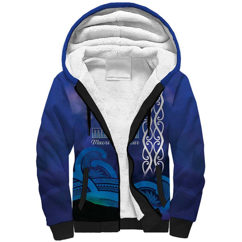 Personalised Matariki New Zealand Sherpa Hoodie Maori New Year Galaxy Koru Pattern