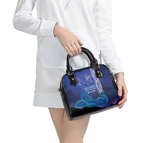 Personalised Matariki New Zealand Shoulder Handbag Maori New Year Galaxy Koru Pattern