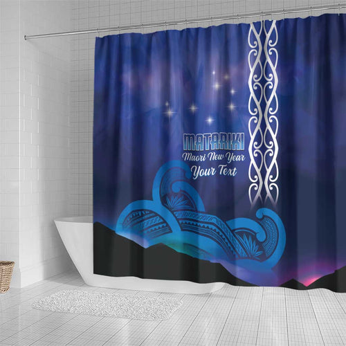 Personalised Matariki New Zealand Shower Curtain Maori New Year Galaxy Koru Pattern