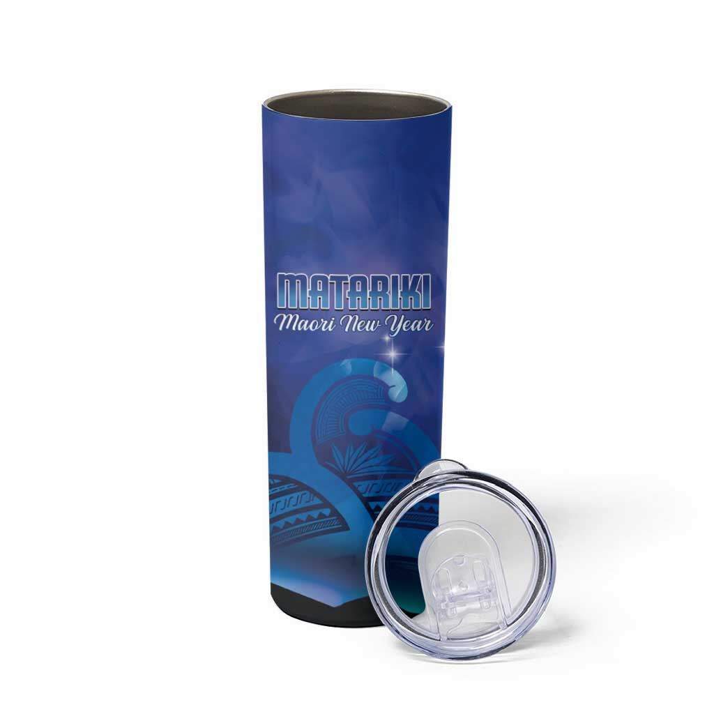 Personalised Matariki New Zealand Skinny Tumbler Maori New Year Galaxy Koru Pattern
