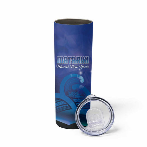 Personalised Matariki New Zealand Skinny Tumbler Maori New Year Galaxy Koru Pattern