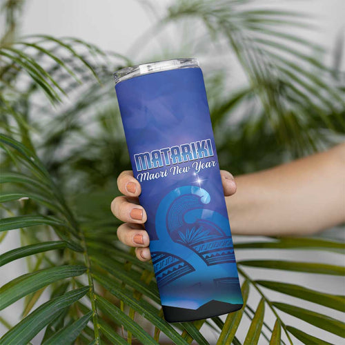 Personalised Matariki New Zealand Skinny Tumbler Maori New Year Galaxy Koru Pattern