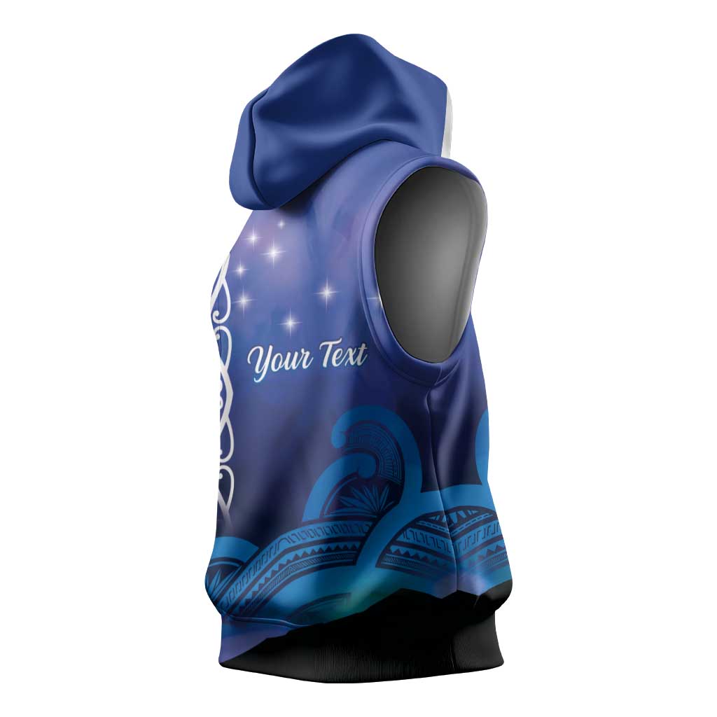 Personalised Matariki New Zealand Sleeveless Hoodie Maori New Year Galaxy Koru Pattern - Aussie Hoodie