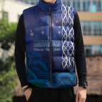 Personalised Matariki New Zealand Sleeveless Puffer Jacket Maori New Year Galaxy Koru Pattern - Aussie Hoodie