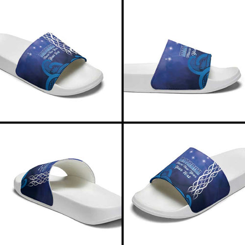 Personalised Matariki New Zealand Slide Sandals Maori New Year Galaxy Koru Pattern - Aussie Hoodie