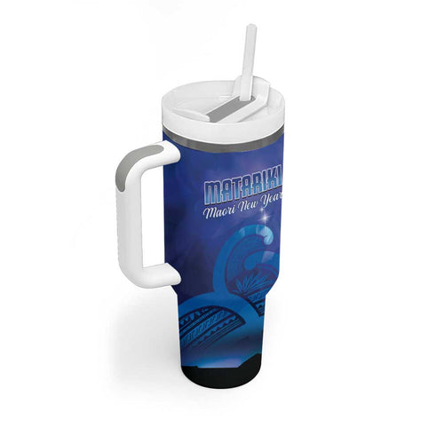 Personalised Matariki New Zealand Tumbler With Handle Maori New Year Galaxy Koru Pattern