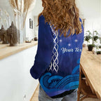 Personalised Matariki New Zealand Women Casual Shirt Maori New Year Galaxy Koru Pattern