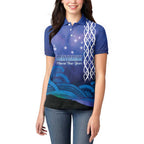 Personalised Matariki New Zealand Women Polo Shirt Maori New Year Galaxy Koru Pattern