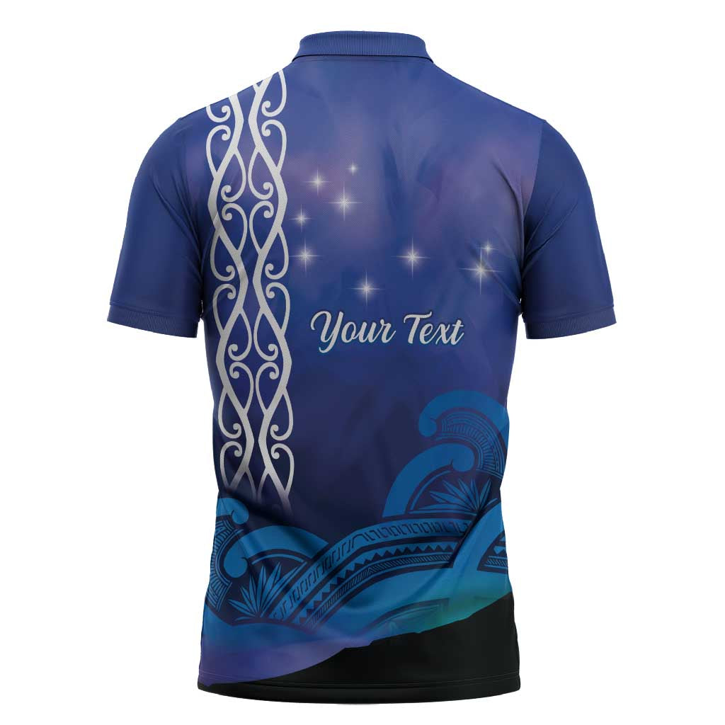 Personalised Matariki New Zealand Zipper Polo Shirt Maori New Year Galaxy Koru Pattern - Aussie Hoodie