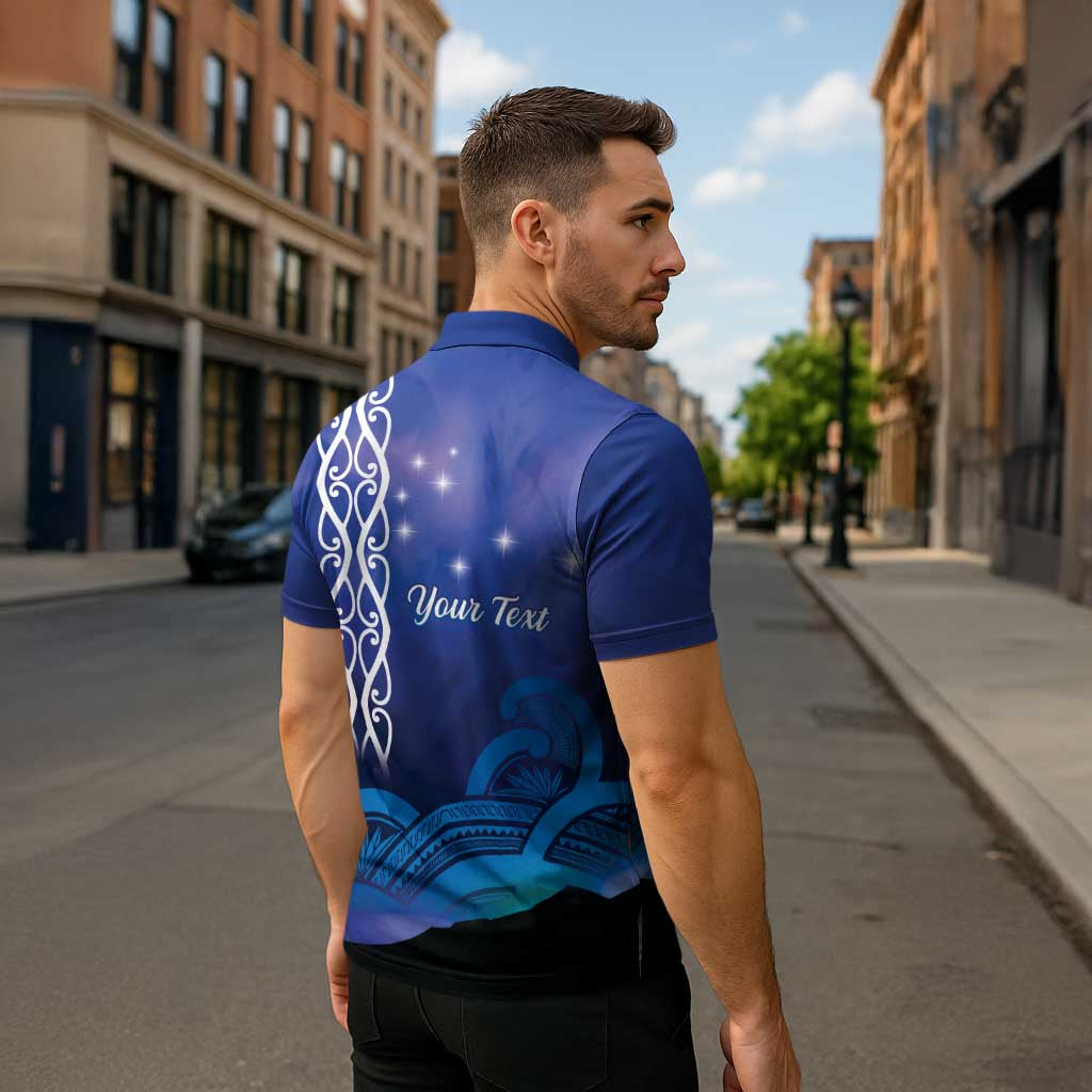 Personalised Matariki New Zealand Zipper Polo Shirt Maori New Year Galaxy Koru Pattern - Aussie Hoodie