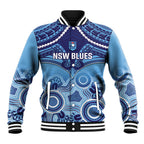 Custom NSW Blues Rugby Baseball Jacket Aboriginal Mix Polynesian Pattern