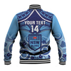 Custom NSW Blues Rugby Baseball Jacket Aboriginal Mix Polynesian Pattern