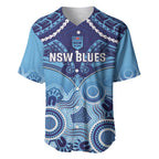 Custom NSW Blues Rugby Baseball Jersey Aboriginal Mix Polynesian Pattern