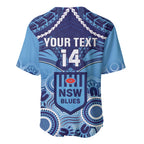 Custom NSW Blues Rugby Baseball Jersey Aboriginal Mix Polynesian Pattern