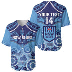 Custom NSW Blues Rugby Baseball Jersey Aboriginal Mix Polynesian Pattern