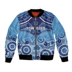 Custom NSW Blues Rugby Bomber Jacket Aboriginal Mix Polynesian Pattern