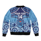 Custom NSW Blues Rugby Bomber Jacket Aboriginal Mix Polynesian Pattern
