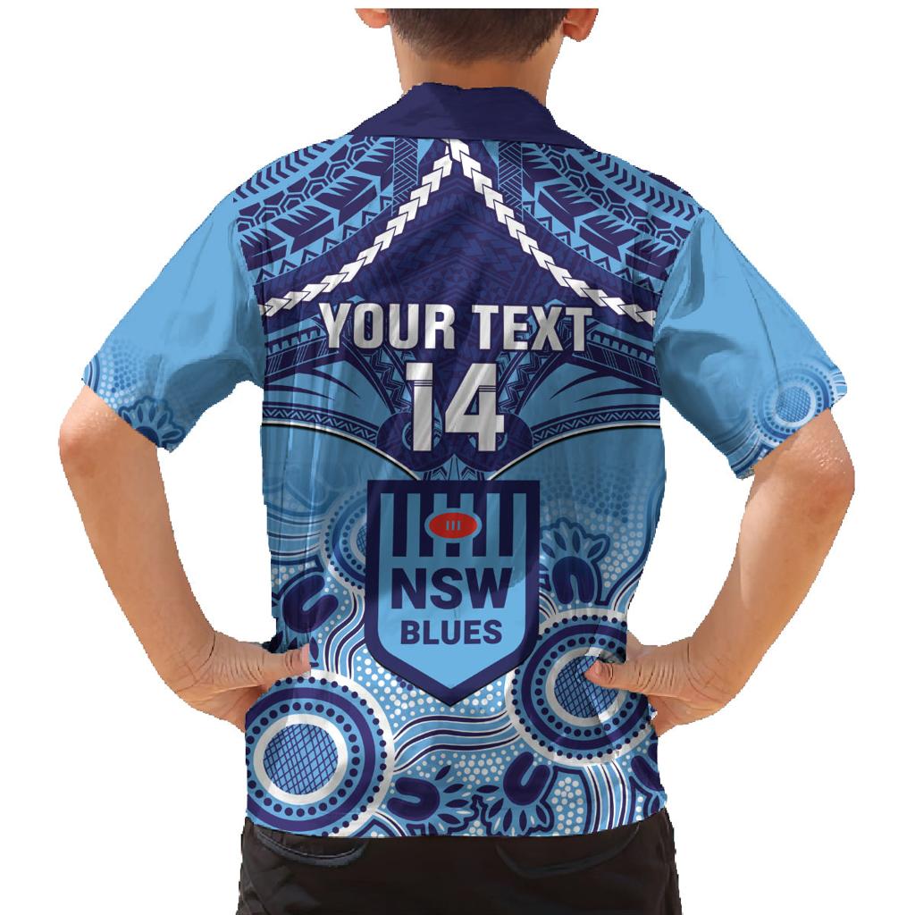 Custom NSW Blues Rugby Family Matching Mermaid Dress and Hawaiian Shirt Aboriginal Mix Polynesian Pattern