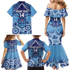 Custom NSW Blues Rugby Family Matching Mermaid Dress and Hawaiian Shirt Aboriginal Mix Polynesian Pattern