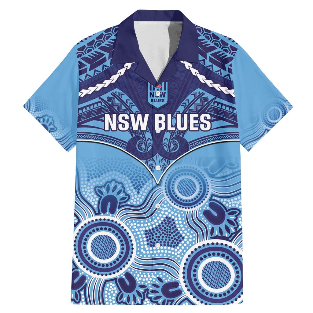 Custom NSW Blues Rugby Family Matching Mermaid Dress and Hawaiian Shirt Aboriginal Mix Polynesian Pattern