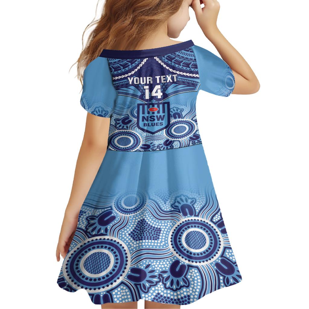 Custom NSW Blues Rugby Family Matching Off Shoulder Maxi Dress and Hawaiian Shirt Aboriginal Mix Polynesian Pattern