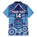 Custom NSW Blues Rugby Family Matching Off Shoulder Maxi Dress and Hawaiian Shirt Aboriginal Mix Polynesian Pattern