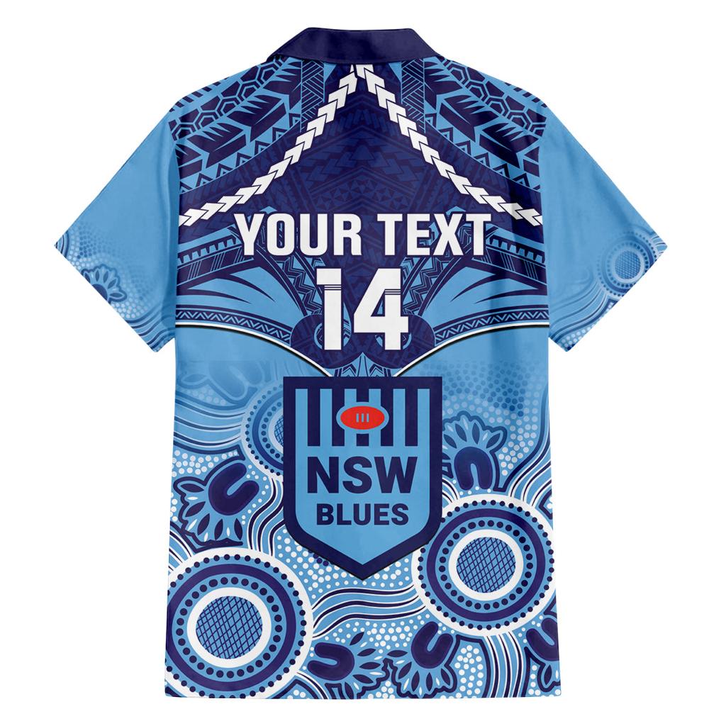 Custom NSW Blues Rugby Family Matching Puletasi and Hawaiian Shirt Aboriginal Mix Polynesian Pattern