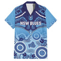 Custom NSW Blues Rugby Family Matching Short Sleeve Bodycon Dress and Hawaiian Shirt Aboriginal Mix Polynesian Pattern