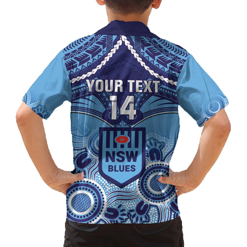 Custom NSW Blues Rugby Family Matching Summer Maxi Dress and Hawaiian Shirt Aboriginal Mix Polynesian Pattern