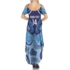Custom NSW Blues Rugby Family Matching Summer Maxi Dress and Hawaiian Shirt Aboriginal Mix Polynesian Pattern