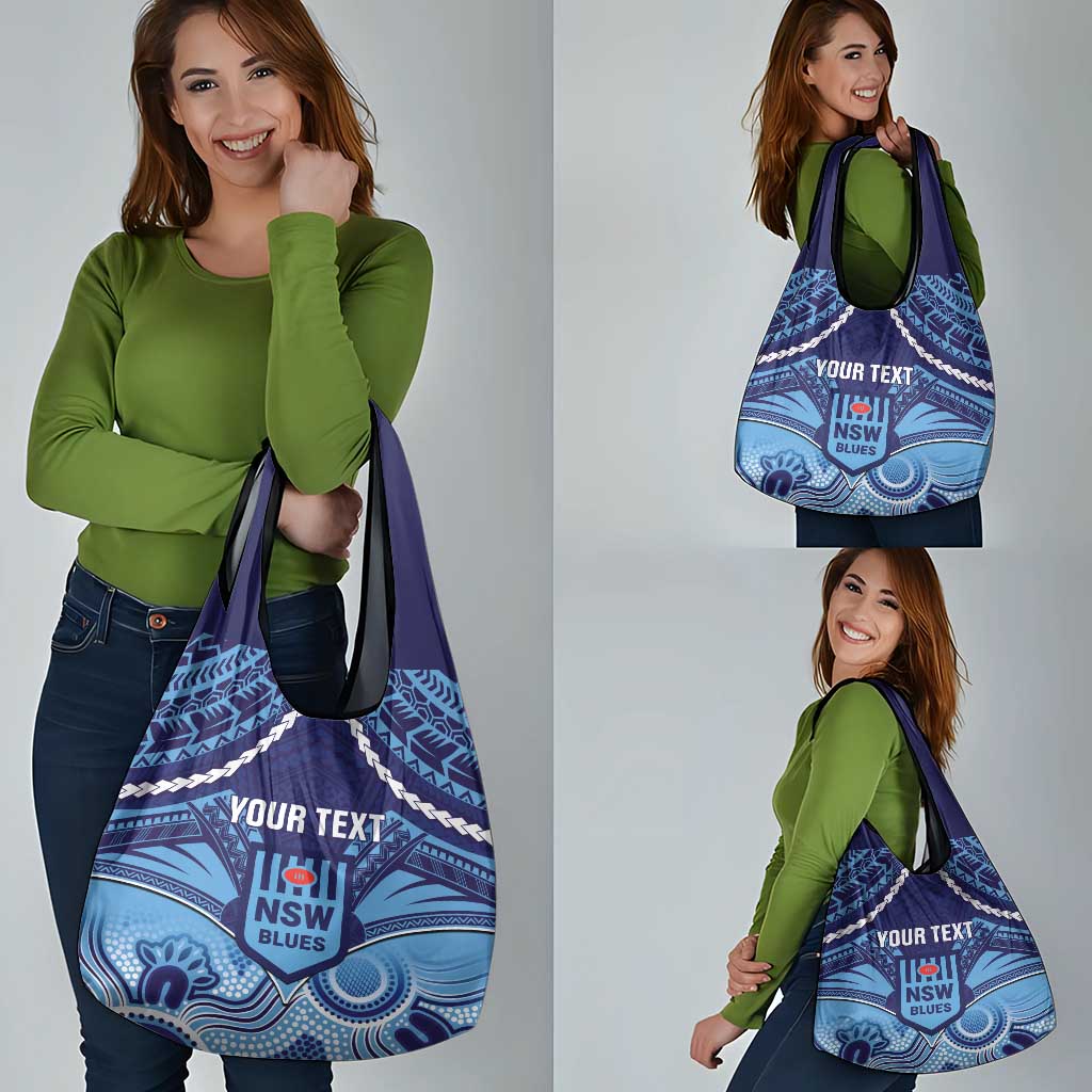 Custom NSW Blues Rugby Grocery Bag Aboriginal Mix Polynesian Pattern