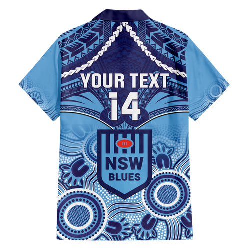 Custom NSW Blues Rugby Hawaiian Shirt Aboriginal Mix Polynesian Pattern
