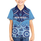 Custom NSW Blues Rugby Hawaiian Shirt Aboriginal Mix Polynesian Pattern