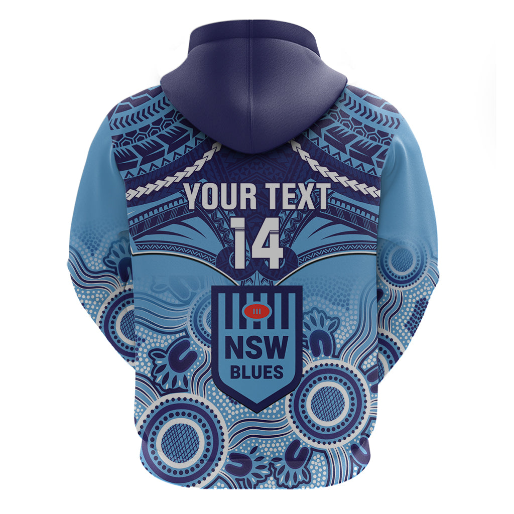 Custom NSW Blues Rugby Hoodie Aboriginal Mix Polynesian Pattern