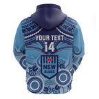 Custom NSW Blues Rugby Hoodie Aboriginal Mix Polynesian Pattern