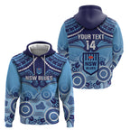 Custom NSW Blues Rugby Hoodie Aboriginal Mix Polynesian Pattern