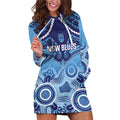 Custom NSW Blues Rugby Hoodie Dress Aboriginal Mix Polynesian Pattern