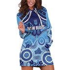Custom NSW Blues Rugby Hoodie Dress Aboriginal Mix Polynesian Pattern