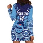 Custom NSW Blues Rugby Hoodie Dress Aboriginal Mix Polynesian Pattern