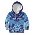 Custom NSW Blues Rugby Kid Hoodie Aboriginal Mix Polynesian Pattern